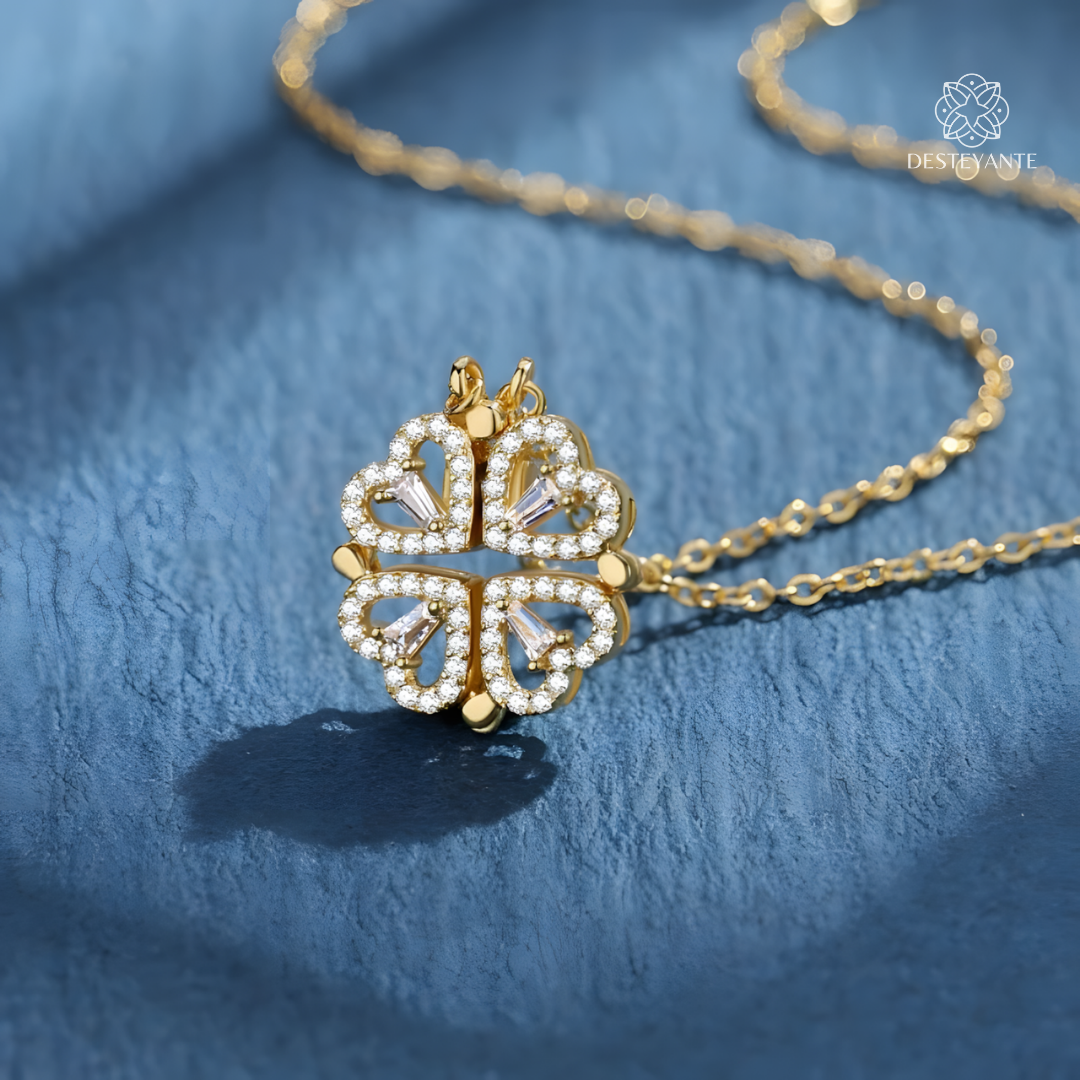 Collar Trébol de Corazones Bañado en Oro