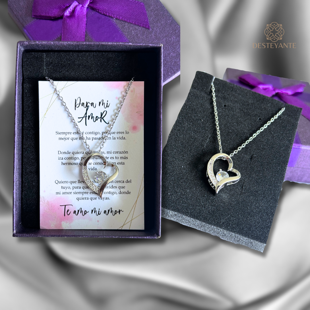 Collar Infinito de Corazón Eternity Bañado en Plata