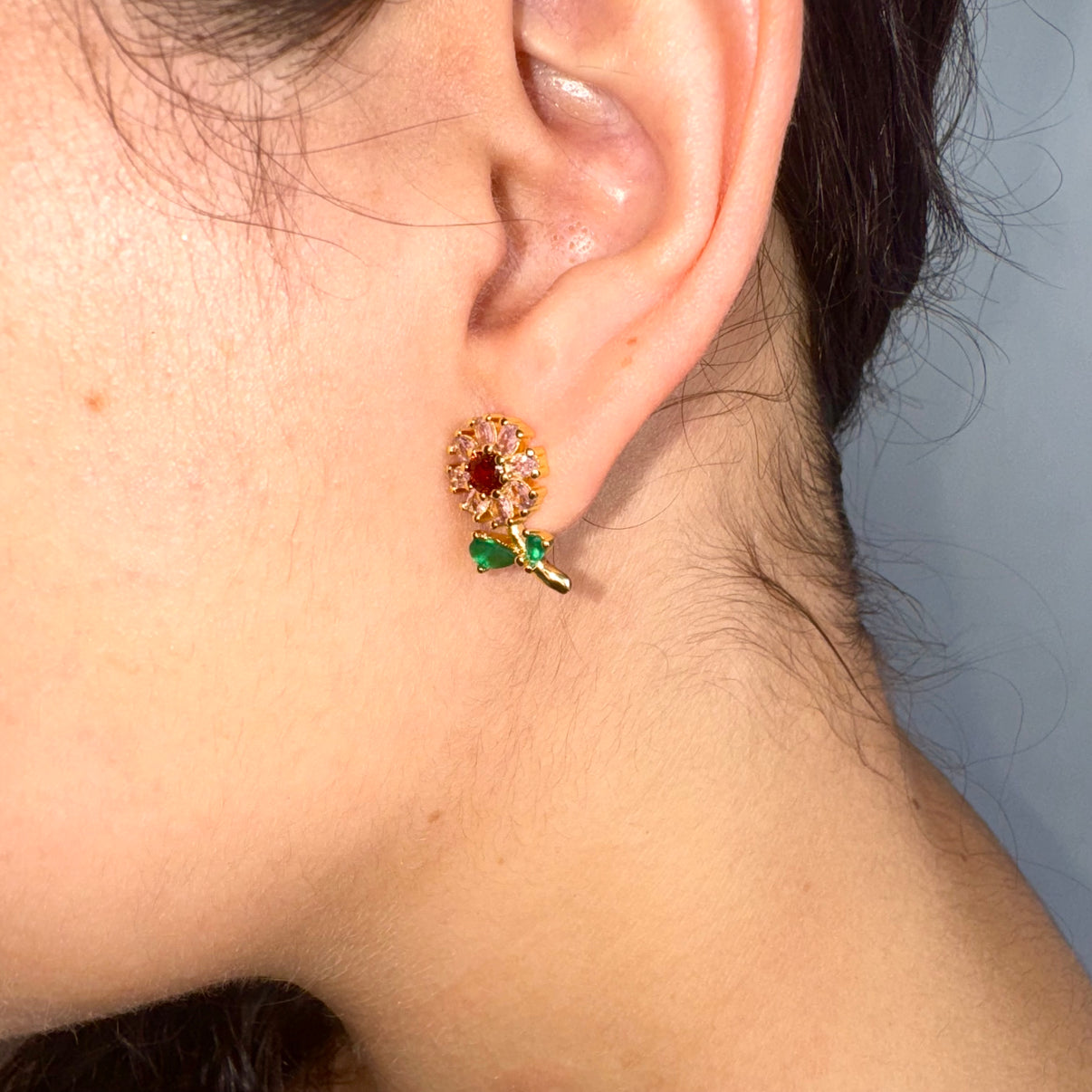 Aretes margaritas rosada