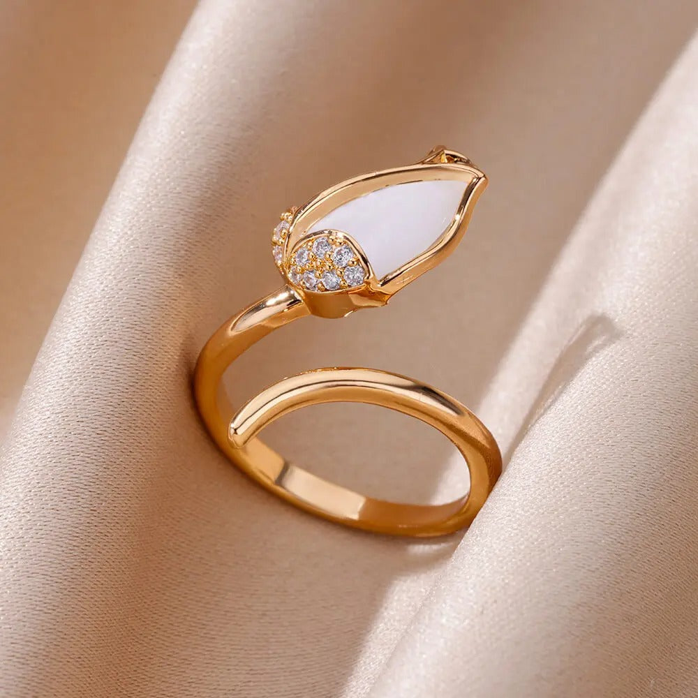 Anillo Tulipan Ajustable con Caja Premium