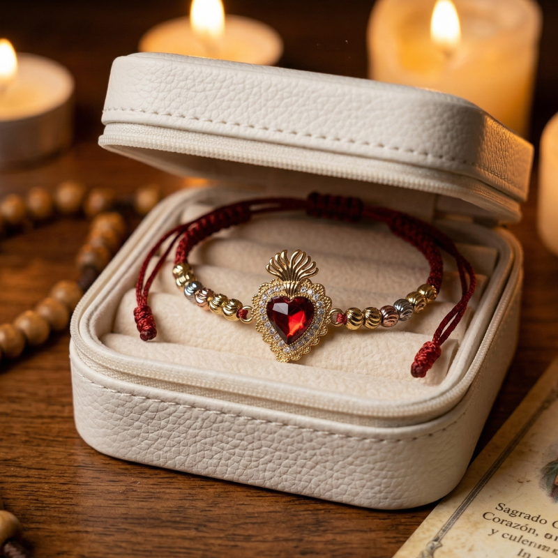 Pulsera Sagrado Corazón de Jesús 3 Oros