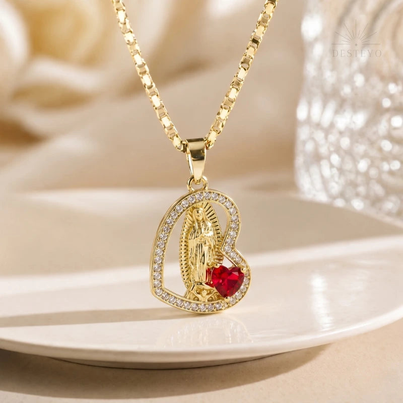Collar Corazón de Madre Baño de Oro