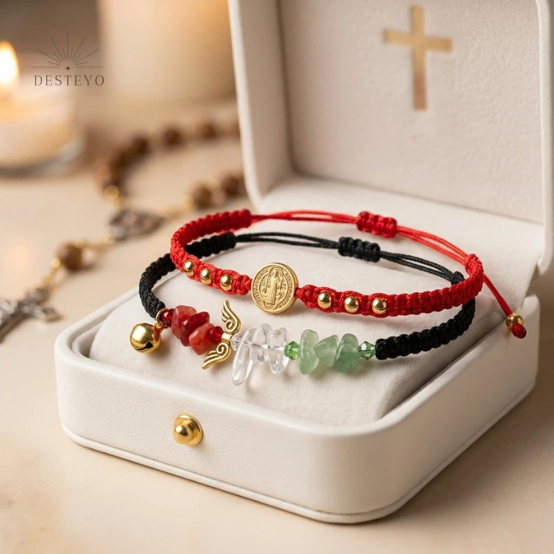 Pulseras San Benito y 3 Arcángeles Baño de Oro