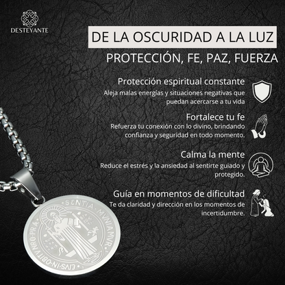 Collar Escudo San Benito Bañado en Plata
