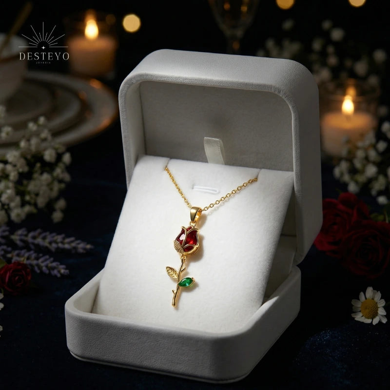 Collar Clavel Rojo Oro