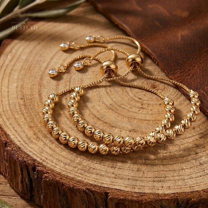 Set x2 Pulseras Diamantadas Baño de Oro 18K