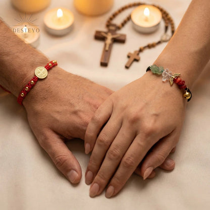 Pulseras San Benito y 3 Arcángeles Baño de Oro