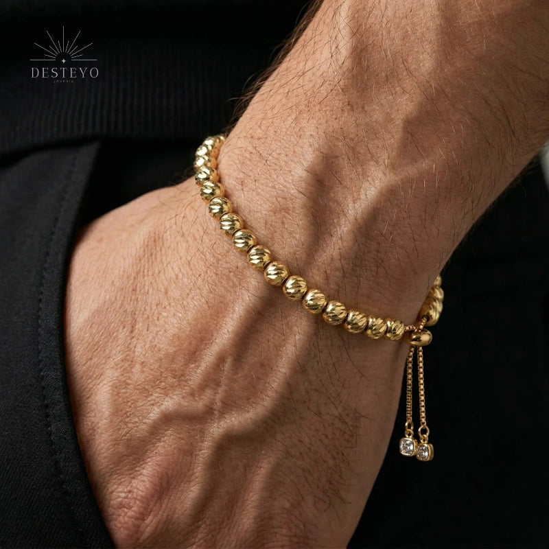 Pulsera Diamantada 5mm Baño de Oro 18K