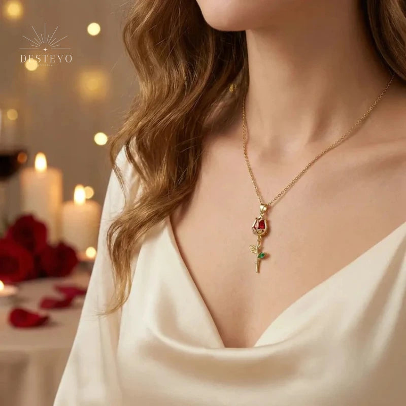 Collar Clavel Rojo Oro