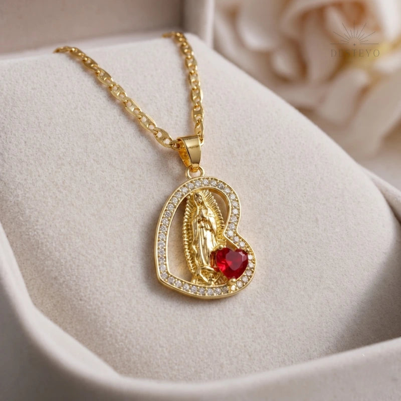 Collar Corazón de Madre Baño de Oro