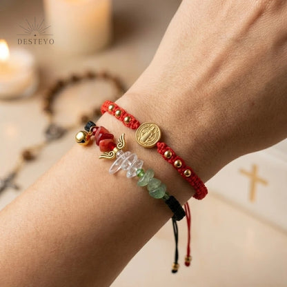 Pulseras San Benito y 3 Arcángeles Baño de Oro