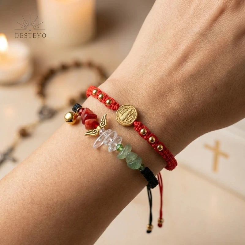 Pulseras San Benito y 3 Arcángeles Baño de Oro