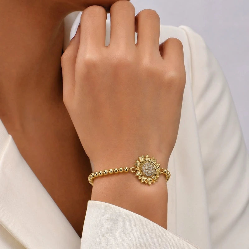 Pulsera Girasol Giratorio Oro 4mm