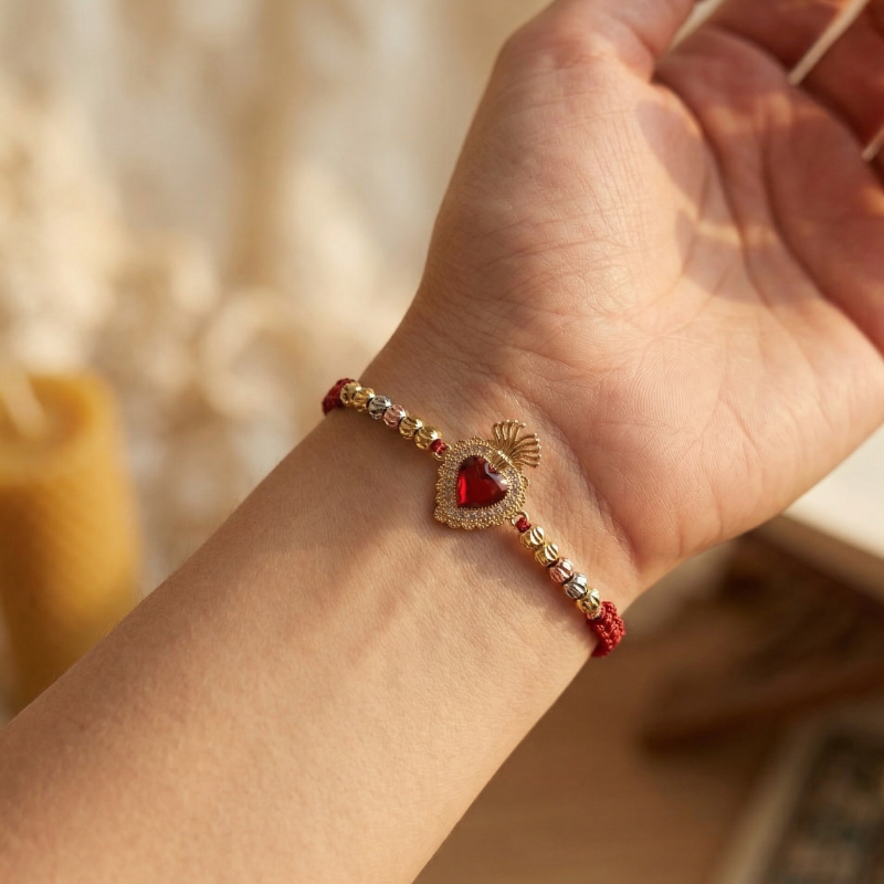 Pulsera Sagrado Corazón de Jesús 3 Oros
