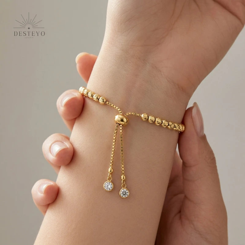 Pulsera Diamantada 5mm Baño de Oro 18K