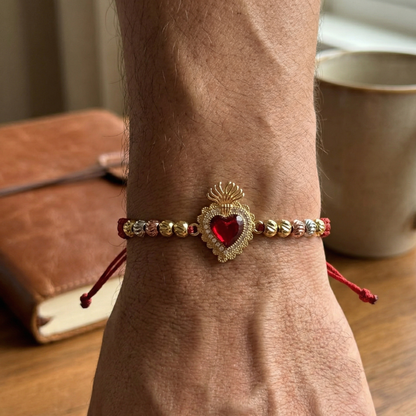 Pulsera Sagrado Corazón de Jesús 3 Oros