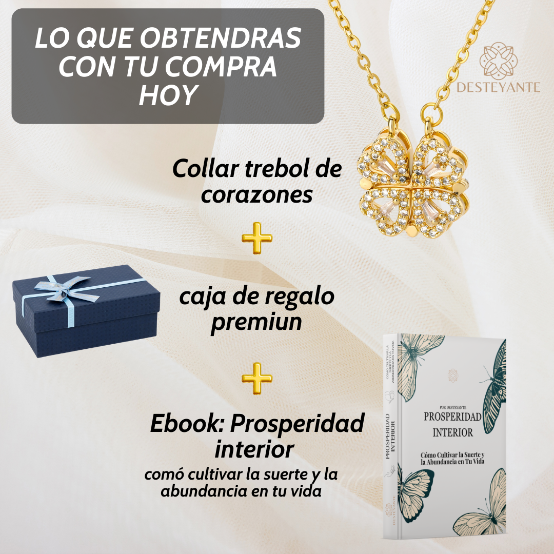 Collar Trébol de Corazones Bañado en Oro