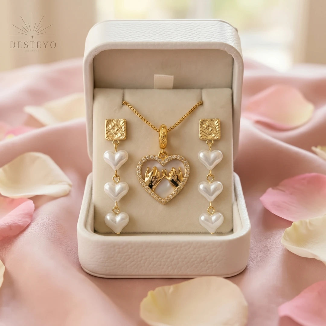 Set Collar & Aretes Pinky Promise Oro