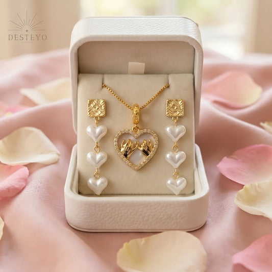 Set Collar & Aretes Pinky Promise Oro
