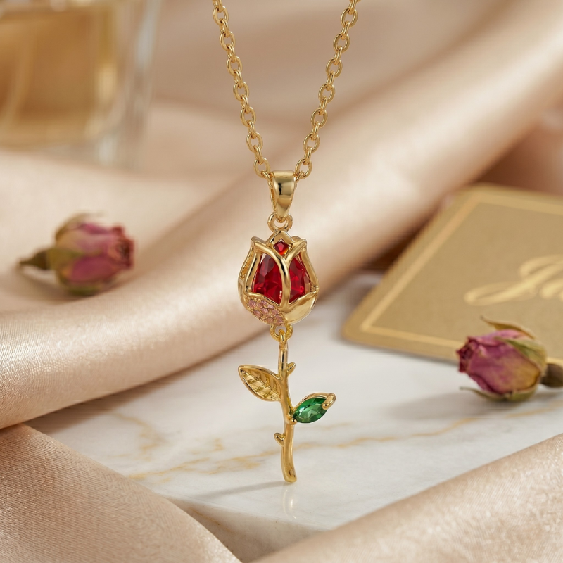 Collar Clavel Rojo Oro