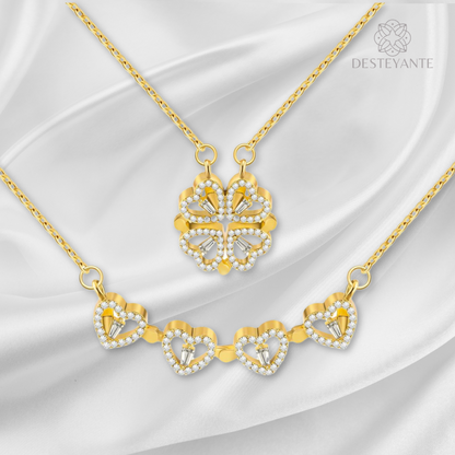 Collar Trébol de Corazones Bañado en Oro