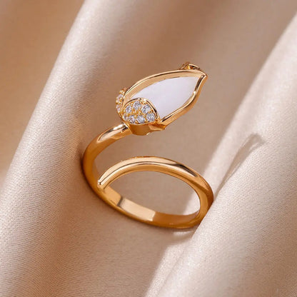 Anillo Tulipan Ajustable con Caja Premium